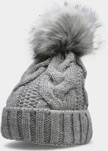 Kapelë dimërore 4F H4Z22 CAD010, për femra, me pompon, gri melange
