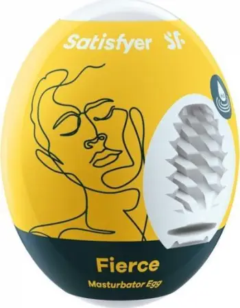 Lodër masturbimi Satisfyer Masturbator Egg Fierce, strukturë e brendshme teksturale, kompakte, e verdhë