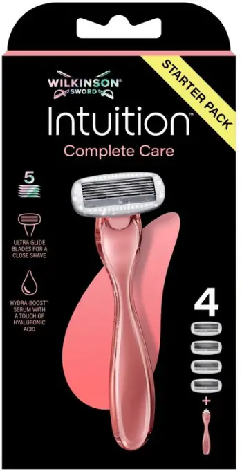 Set rroje për gra Wilkinson Sword Intuition Complete, 1 dorëzë, 4 koka zëvendësuese, rozë