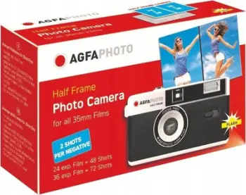 Aparat fotografik AgfaPhoto Half Frame, film 35mm, i ripërdorshëm, i zi