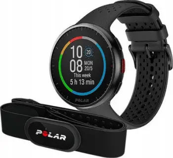 Orë sportive Polar Pacer Pro, set me Polar H10, GPS, rezistente ndaj ujit 50m, e zezë
