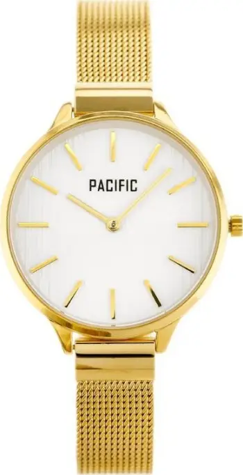 Ora femërore PACIFIC X6094-05, çelik mesh, 34mm, ngjyrë ari