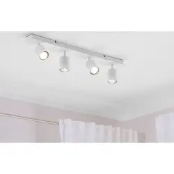 Llambadar tavani modern, 4 spote të rregullueshme, metal, i bardhë mat