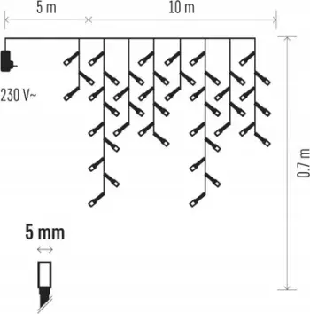 Drita dekorative EMOS LED Christmas String Icicles, 10 m, 600 LED, e bardhë e ngrohtë