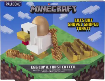 Set mëngjesi Minecraft Paladone Chicken, mbajtëse veze 100 ml, prerëse tosti, i bardhë e verdhë