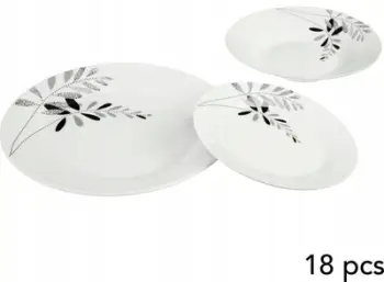 Servis pjatash 5five Simply Smart, porcelan, 18 copë, i bardhë me motive të zeza
