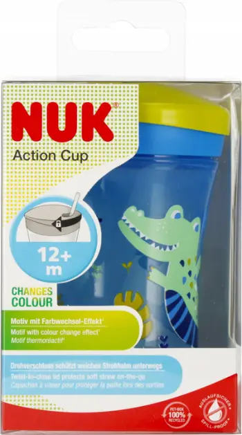 Gotë për fëmijë NUK Action Cup Chameleon, 230 ml, 12m+, jeshile