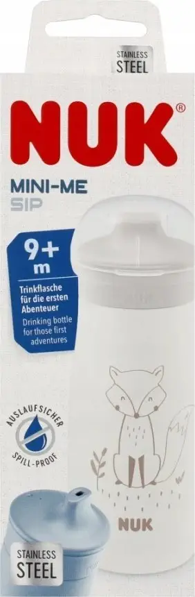Shishe uji për fëmijë NUK Mini-Me Sip, çelik inoksi 300ml, gryka pa rrjedhje, beige