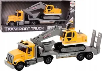 Lodër kamion eskavator Lora Truck Crawler, me drita dhe tinguj, me telekomandë, e verdhë