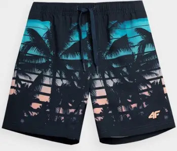 Shorts noti për djem 4F Junior M021-90A, brez elastik, tharje e shpejtë, shumëngjyrëshe