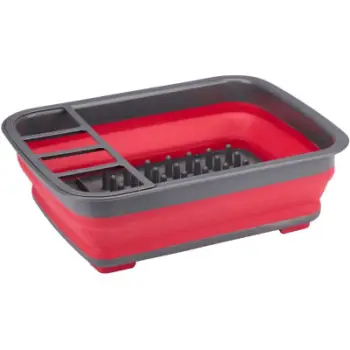 Shportë për tharje enësh Dirt Devil Foldable Dish Rack, palosëse, 37.5 x 29.5 cm, e kuqe me gri