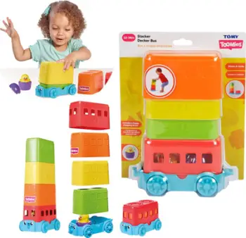 Lodër edukative Tomy Toomies Pyramid Bus, autobus piramidë, për fëmijë 12m+