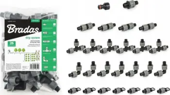 Set aksesorësh ujitje pikë pikë Bradas Drip System, për shirit 16mm, 26 cope, gri