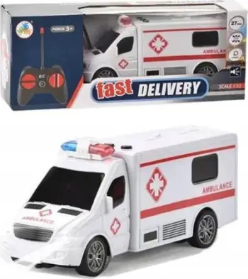 Makinë lodër ambulancë me telekomandë Ciuciubabka 300245, drita dhe tinguj, me karikues
