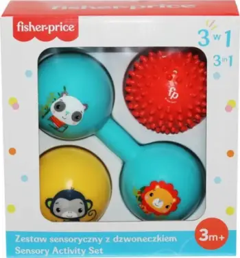 Set lodrash sensoriale Fisher-Price CFF0905, 3 në 1, me zile, shumëngjyrësh