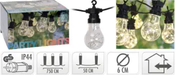 Drita dekorative Party Lights Light Chain Bulbs, 80 LED, 7.5 m, IP44, dritë e bardhë e ngrohtë