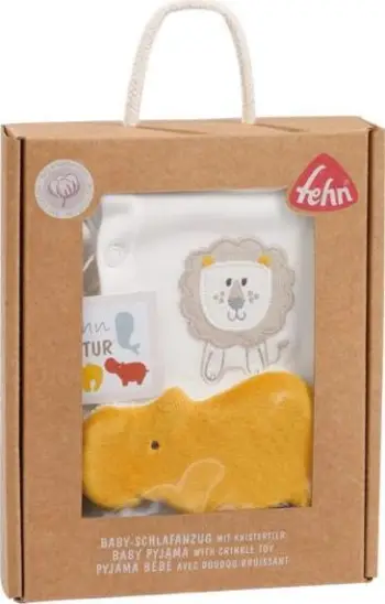 Pizhamë bebe Fehn fehnNATUR, pambuk organik, me lodër crinkle, e bardhë