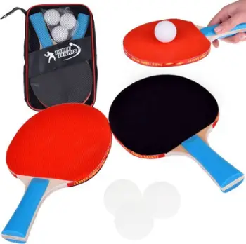 Set pingpongu SP0768, 2 raketa druri, 3 topa, i kuq