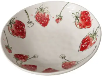 Enë dekorative Boltze Home Strawberry, qeramikë, 34 cm, e kuqe e bardhë