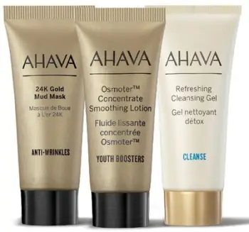 Set kujdesi fytyre Ahava Unstoppable Radiance, 3x15ml, për gra, ngjyrë ari