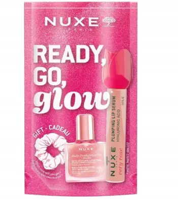 Set bukurie Nuxe My 3 Glow Pink Beauty Essentials, Huile Prodigieuse Florale Or, Very Rose Plumping Lip Serum
