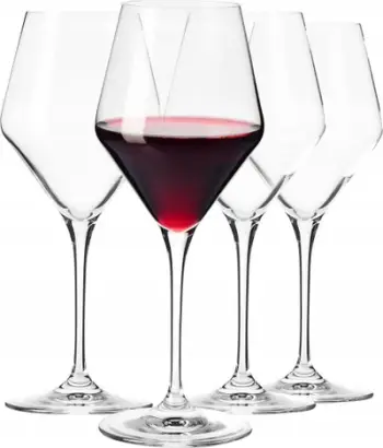 Set gota vere të kuqe Krosno Ray, 375 ml, xham Crystalline, 4 copë