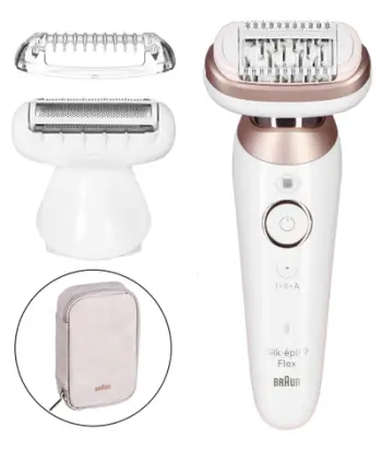 Epilator Braun Silk-épil Series 9 Flex 9-030 3D, Wet &amp; Dry, pa kabllo, i bardhë