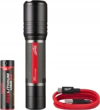 Elektrik dore Milwaukee L4FL200-301, 2000 lumens, rimbushje USB, i zi