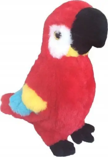 Lodër pelushi Beppe Parrot Ara, me zë, 25 cm, e kuqe