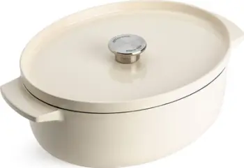 Tigan ovale KitchenAid Cast Iron, 30cm, 5.6L, krem