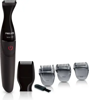 Trimmer mjekre Philips Multigroom MG1100/16, me bateri AA, i larshëm, i zi