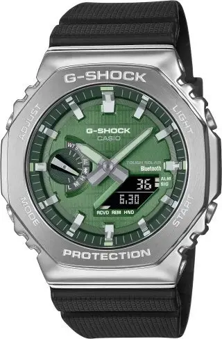 Orë digjitale Casio G Shock, solare, Bluetooth, e gjelbër