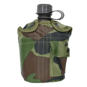 Shishe uji MIL TEC Plastic Canteen 14505020, 1 Qt, me mbulesë, kamuflazh woodland