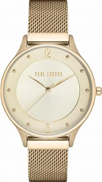 Orë dore femrash Paul Lorens PL10317B9-4D1, kuarc, rrip metalik, ngjyrë ari