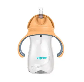 Gotë Tritan me tubth U-Grow, 300ml, portokalli
