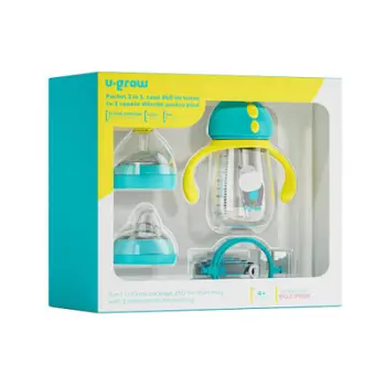Set gotash 3 në 1 U-Grow, 260ml, pa BPA, blu