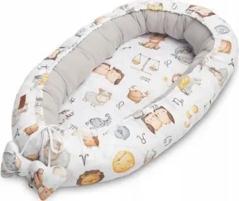Fole bebe Sensillo Baby Nest Muslin Zodiac, 80x45 cm, me jastëk, gri