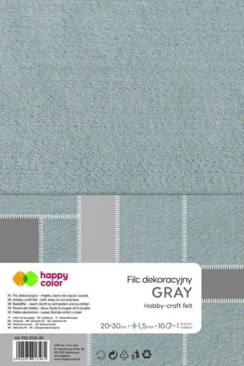 Felt dekorativ Happy Color Gray, 20x30 cm, 1.5 mm, gri