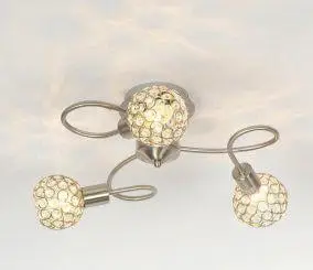 Llambë tavanore Krislamp Klara KR 321-3PL, 3xE14, metal, argjendtë satin
