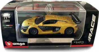 Maket veture BBURAGO Renault Sport, model koleksionues, metalik, i verdhë