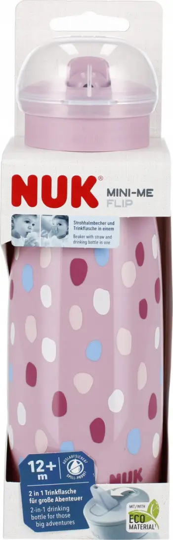 Gotë me tubth Nuk Mini-Me Flip 2 in 1, 450ml, për fëmijë 12m+, rozë