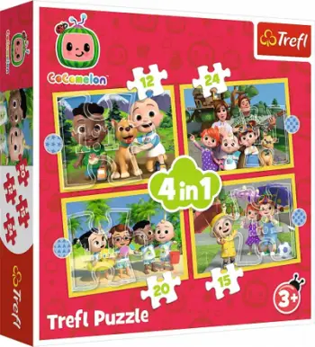 Puzzle 4 në 1 Trefl Cocomelon Meet the Characters, për fëmijë 3+