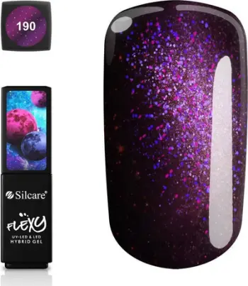 Llak xheli hibrid Silcare Flexy 190, UV LED, efekt galaktik, lejla e errët