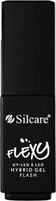 Llak gjeli hibrid Silcare Flexy Flash Silver, 4.5g, efekt shkëlqimi, argjendtë