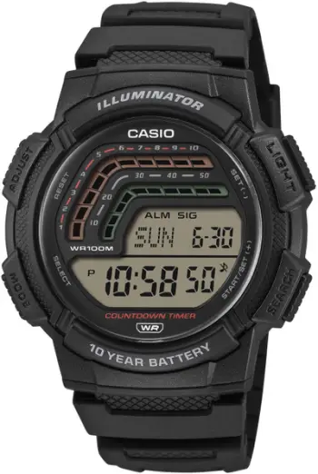 Orë digjitale Casio WS-1800, Timeless Collection, rezistente ndaj ujit 100m, e zezë