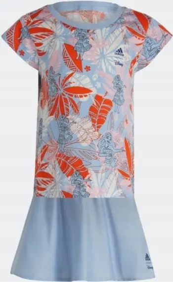 Set bluzë dhe fund Adidas x Disney Moana Infant Girls, pambuk, print shumëngjyrësh, blu e hapur