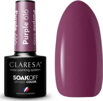 Llak gjeli hibrid Claresa Purple 616, 5ml, me shkëlqim, vjollcë e errët
