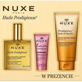 Set kujdesi Nuxe Huile Prodigieuse, vaj trupi 100ml, shampo 30ml, xhel dushi 100ml