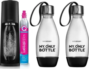 Aparat për ujë të gazuar Sodastream Terra, me cilindër gazi, 1L + 2x 0.5L, i zi