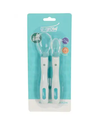 Set lugë silikoni për foshnje U-grow, 2 copë, silikoni, shumëngjyrëshe
